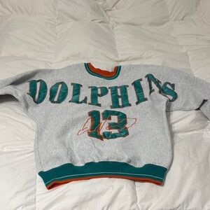 Dolphins Grey Teal Orange Varsity Sweatshirt